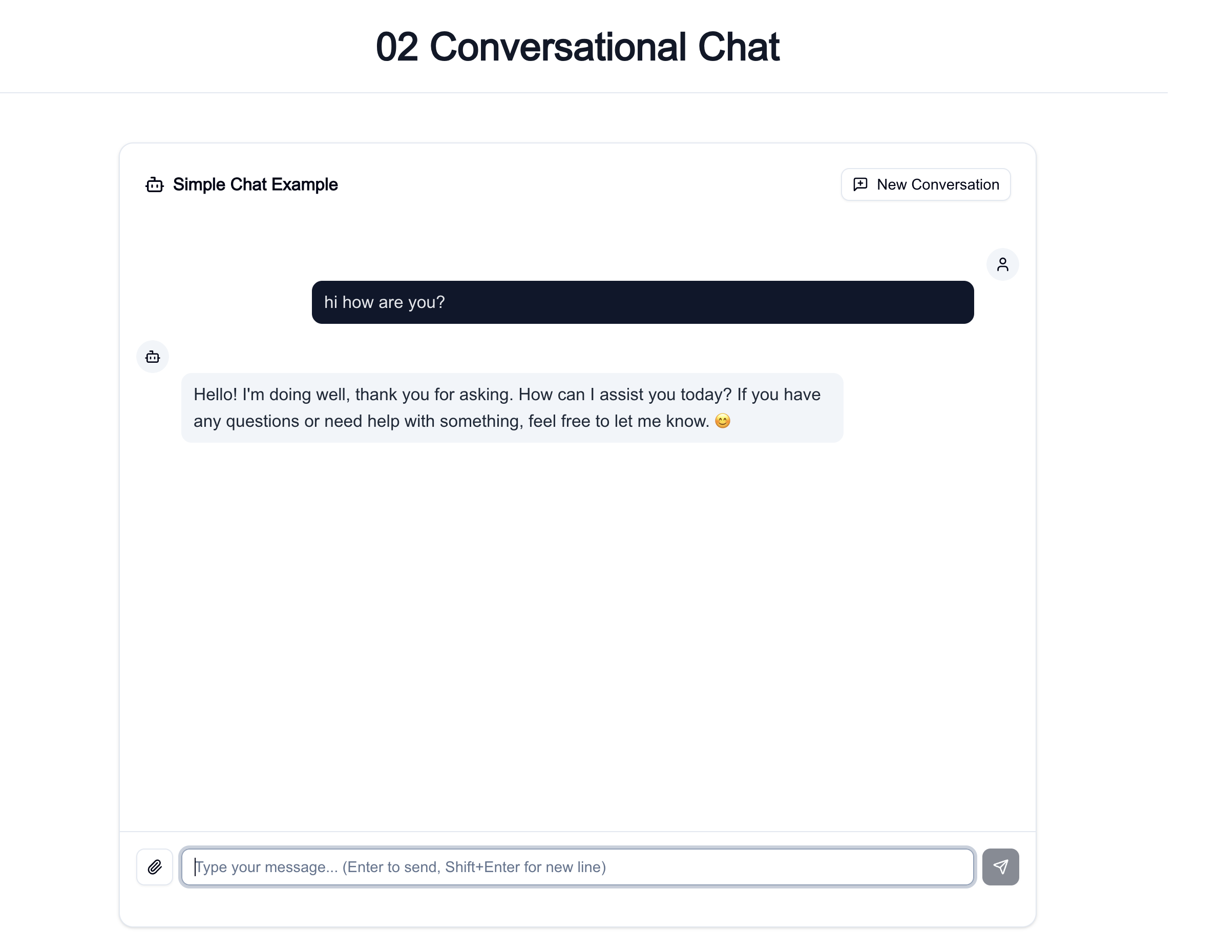 Chat interface showing conversation with memory